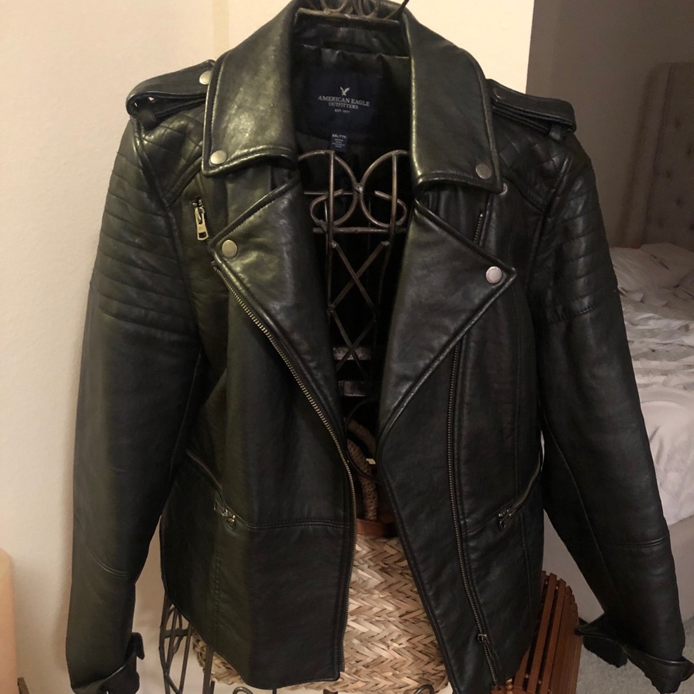 American Eagle Quilted Vegan Leather Moto Jacket